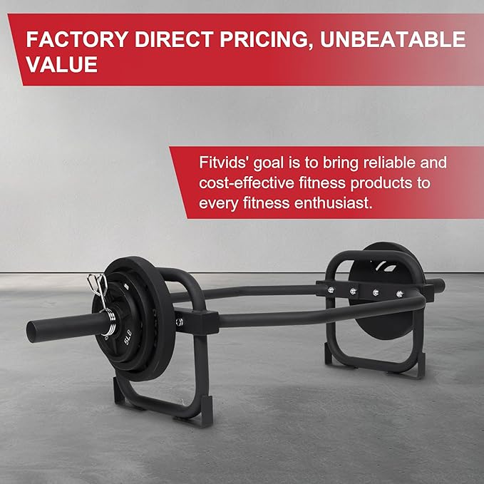 Olympic 2-Inch Hex Weight Lifting Trap Bar for Strength Training, 500-Pound Capacity, Safety Clips, Home Gym for Shoulder Presses, Shrugs, Back Rows