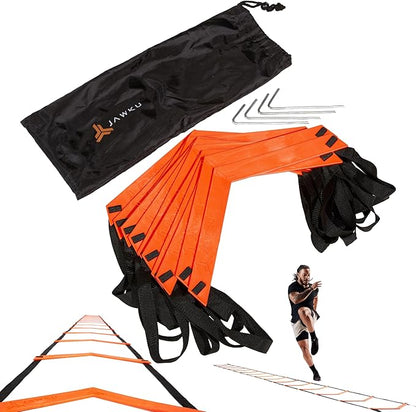 JAWKU Speed and Agility Ladder, Extra Long 21-Foot with 15-Rungs to Improve Balance, Acceleration, Lateral Speed, Change of Direction, and Body Control
