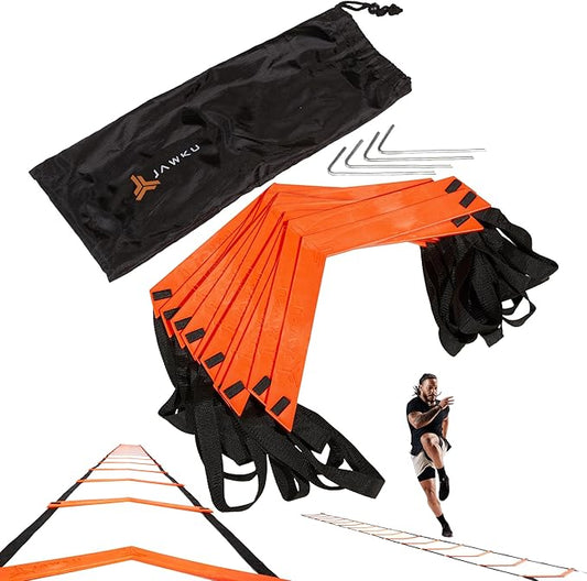 JAWKU Speed and Agility Ladder, Extra Long 21-Foot with 15-Rungs to Improve Balance, Acceleration, Lateral Speed, Change of Direction, and Body Control