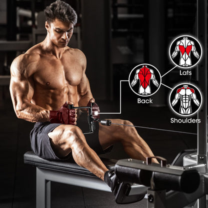 Yes4All Combo Double D Handle, Tricep Rope, Straight Bar & V Bar, Multi Cable Machine Accessories