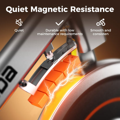 YOSUDA Exercise Bike, Brake Pad Stationary Bike for Home with Exclusive App, Magnetic Indoor