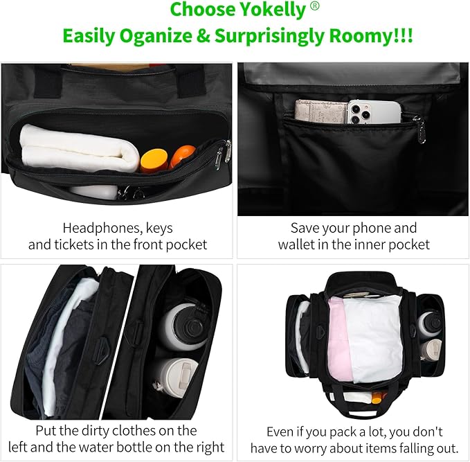 Sports Duffel Bag 22 Inch Travel Gym Duffle - Black