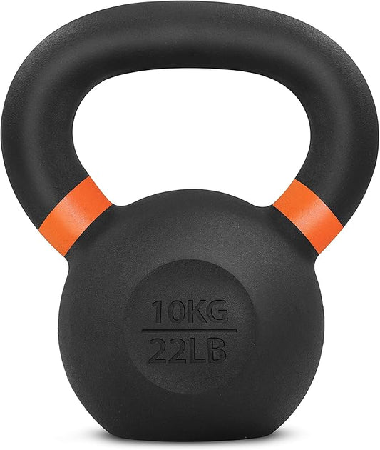 Yes4All Kettlebell, Heavy Duty Powder Coated Cast Iron Kettlebells, Non-Slip Handle & Flat Bottom for Conditioning, Strength Training & Full Body Exercises at Home Gym - Single & Pair