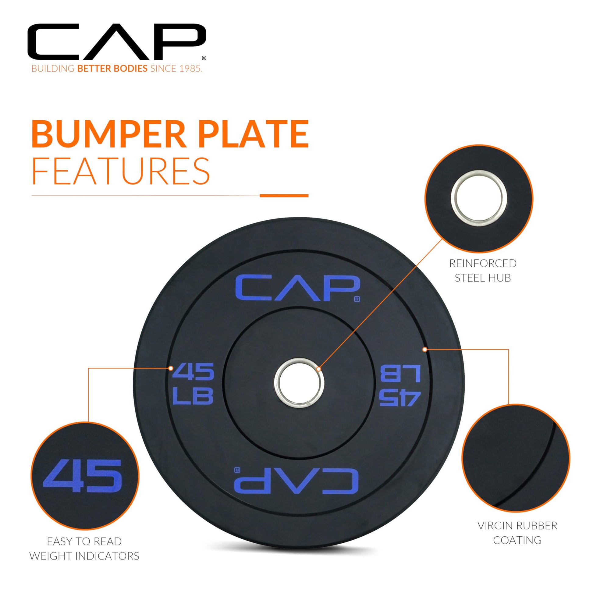 CAP 45lb Economy Olympic Bumper Plate, Single