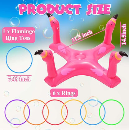 Voiiake Pool Floats Toys Games Set, Inflatable Cross Ring Toss Game Toy with 6pcs Rings for Kids Adults Family, Swimming Pool Water Game