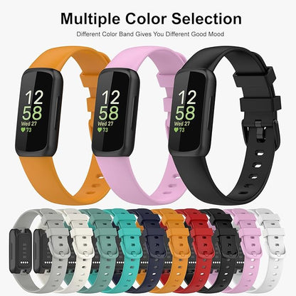 2 Pack Compatible with Fitbit Inspire 3 Bands, 15.4mm Width Soft Silicone Adjustable Sport Replacement Band for Women Men