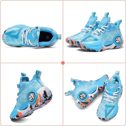 JMFCHI Kids Basketball Shoes High-top Sports Shoes Sneakers Durable Lace-up Non-Slip Running Shoes Secure for Little Kids Big Kids and Boys Girls