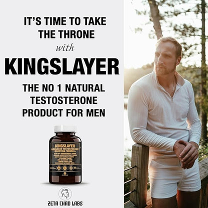 Kingslayer: 7-in-1 Testosterone Booster for Men w/KSM-66, Fadogia, Suma Root, L-Theanine, Zinc, Boron, Magnesium ??Muscle, Energy, Libido & Focus