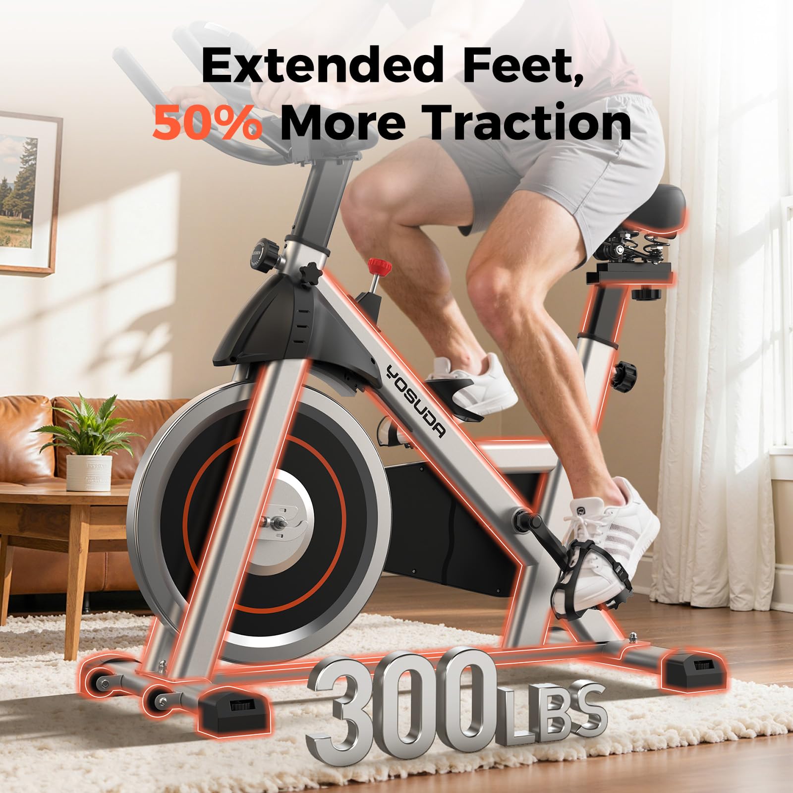 YOSUDA Exercise Bike, Brake Pad Stationary Bike for Home with Exclusive App, Magnetic Indoor
