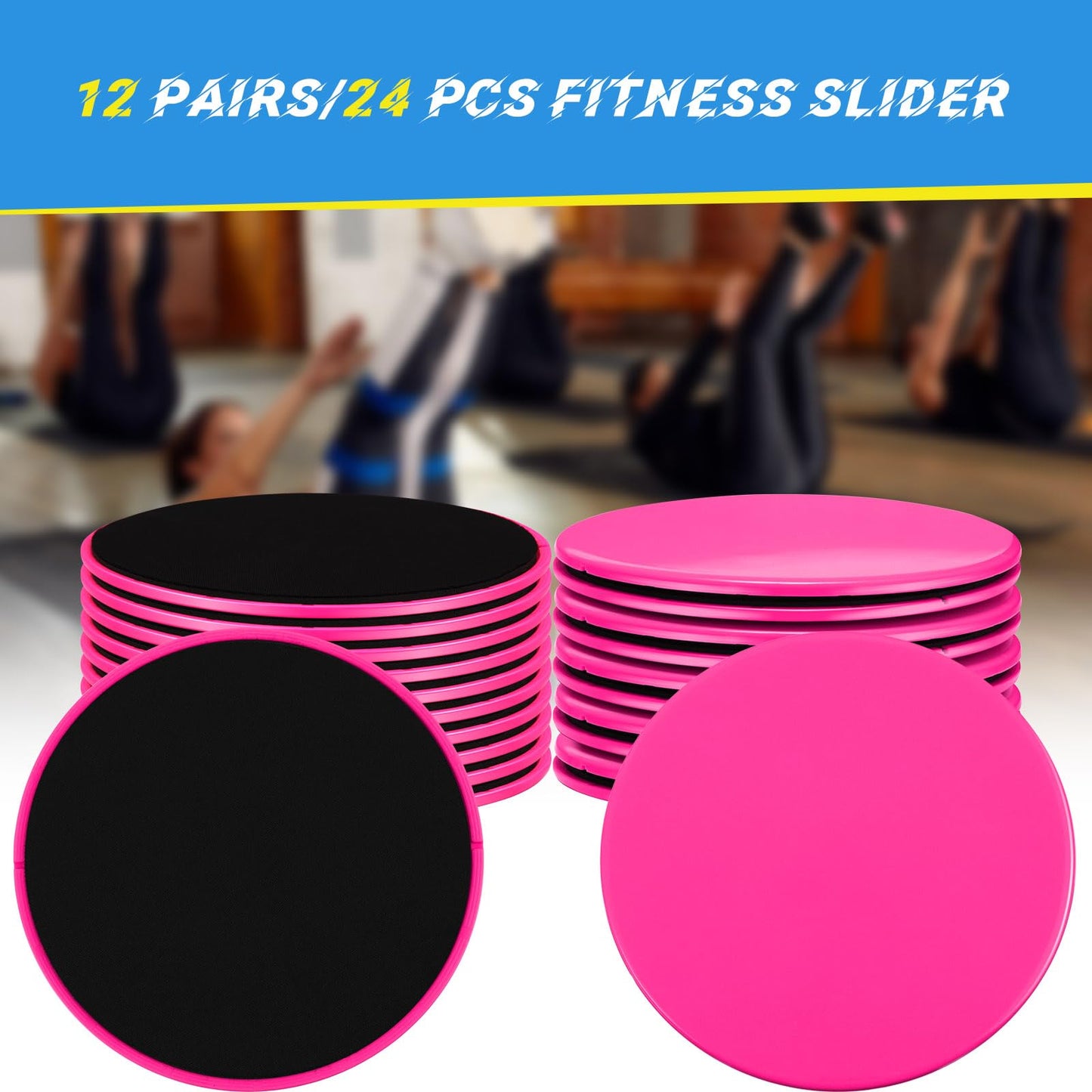 Jenaai 24 Pcs (12 Pairs) Core Sliders Exercise Glider Discs Bulk for Group Training Classes Fitness