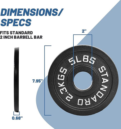 Professional-Grade Cast Iron Weight Plates | Dual-Hole Weight Plates with 2-Inch Bore | Ideal for Strength Training and Weightlifting | Multiple Weight Options Available