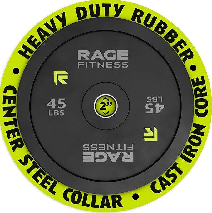 Olympic Bumper Plates, Rubber Formula With Steel Insert (10lb, 15lb, 25lb, 35lb, 45lb - SOLD INDIVIDUALLY), Olympic Weight Plates for Strength Training, Bench Press, Squats, Powerlifting