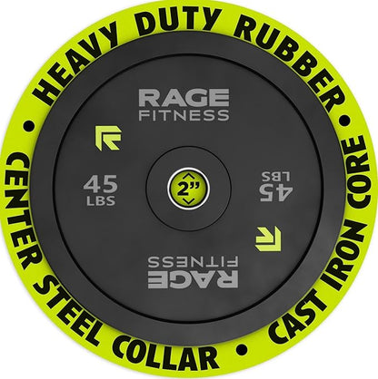 Olympic Bumper Plates, Rubber Formula With Steel Insert (10lb, 15lb, 25lb, 35lb, 45lb - SOLD INDIVIDUALLY), Olympic Weight Plates for Strength Training, Bench Press, Squats, Powerlifting