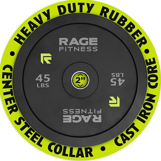 Olympic Bumper Plates, Rubber Formula With Steel Insert (10lb, 15lb, 25lb, 35lb, 45lb - SOLD INDIVIDUALLY), Olympic Weight Plates for Strength Training, Bench Press, Squats, Powerlifting