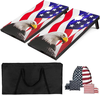 PetGirl Wood Cornhole Boards Set, Indoor & Outdoor Corn Hole Games for Adults Kids, Corn Hole Sets with Carry Case & 8 Bean Bags, Toss Game for Yard, Backyard, Beach