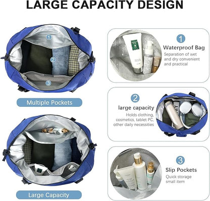 Gym Bag for Men Women, Tactical Travel Duffel bag with Removable Dividers & Shoe Compartment, Weekender Carry on Bag with Toiletry Bag, Overnight Range Bag for Workout Soccer Yoga Gym