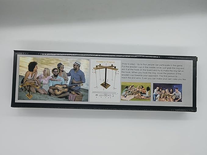 Hook Toss Game, Ring Toss Game, Handmade Wooden Ladder, Throwing Hook and Ring Battle Game for Family