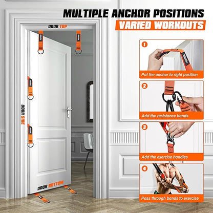 Resistance Bands, Exercise Bands with Handles, Door Anchor, Heavy-Duty Tricep Workout Equipment for Pushdowns, Bicep Curls, Face Pulls, Home Gym Equipment Training for Back, Abs, Triceps