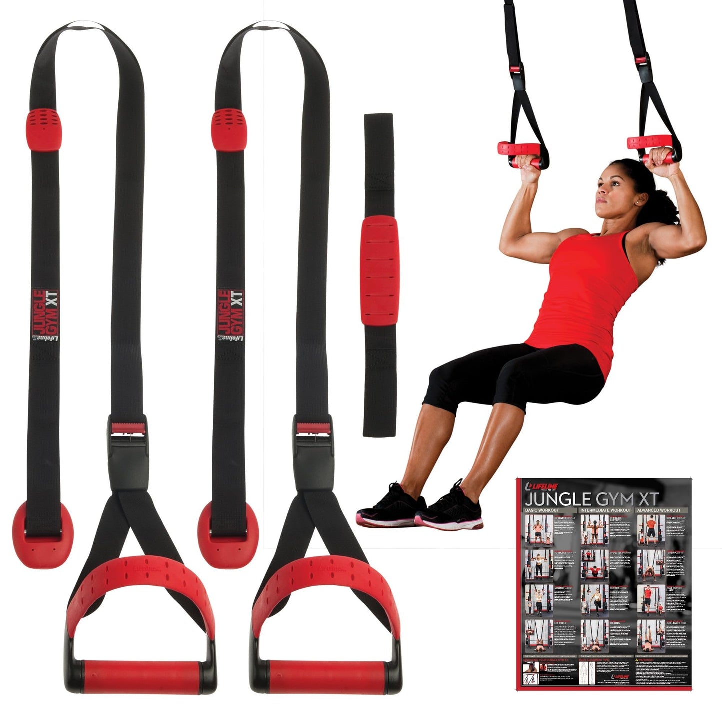 Lifeline Jungle Gym XT Body Weight Suspension Trainer System – Patented Split Anchor, Full-Body