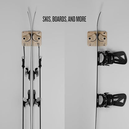 Ultimate Wall Storage Rack for Skis and Snowboards | Damage-Free Storage | Fits Any Ski or Snowboard | (Light Wood, 1)