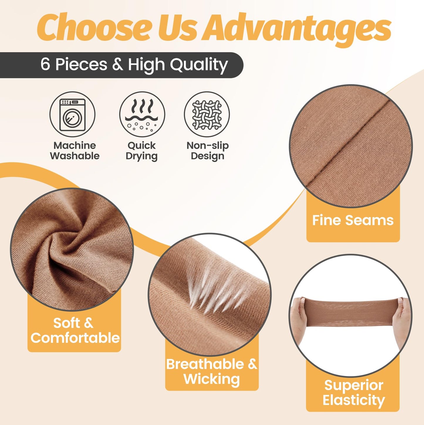 HSEM Headbands for Women, Wide Thick Workout Non Slip Hair Bands for Sports