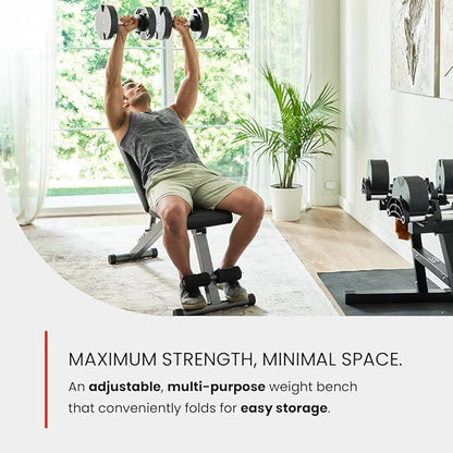 Finer Form 5-in-1 Weight Bench, Adjustable & Foldable for Bench Press, Strength Training and Full Body Workout. Perfect for Dumbbell Sets or an Adjustable Dumbbell Set in Your Home Gym.