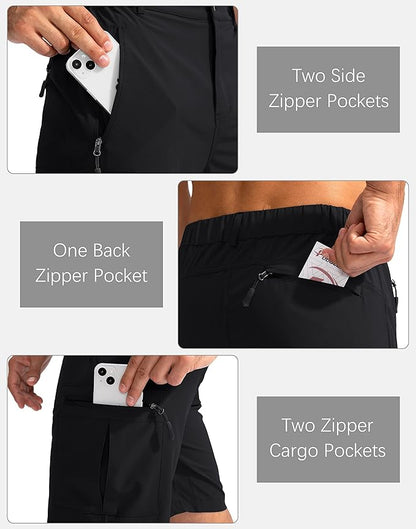 Pudolla Men's Hiking Cargo Shorts 9" Lightweight Outdoor Work Shorts for Men Travel Golf Camping Casual with 5 Zipper Pockets