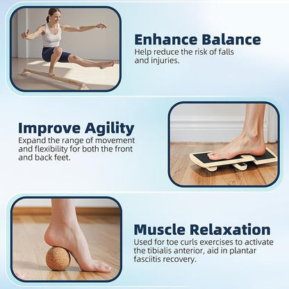 Versatile 40 Inch Beech Wood Balance Beam for Home Use - Enhance Balance, Ankle Strengthener Foot Exerciser for Sprained, Physical Therapy Purposes for Plantar Fasciitis Relief