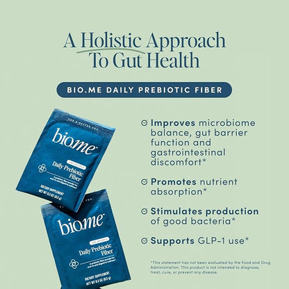 Daily Prebiotic Fiber Powder Unflavored - 20 Travel Packs, 7g Per Serving - Soluble & Insoluble Fiber Supplement for Women & Men - Digestive Health & Gut Health - GLP-1 Friendly, Sugar Free