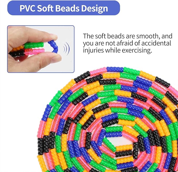 Dutch Jump Rope 16 FT 1 Pack/2 Pack, Long Soft Beaded Jump Rope, Adjustable Segmented Skipping Rope for Kids Adults, Multiplayer Jumping Rope for Fitness Outdoor