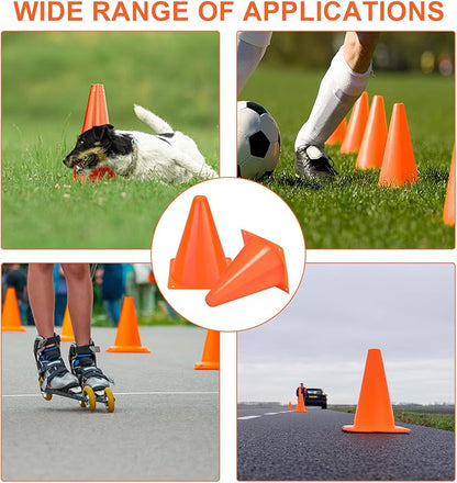 40 Pack Plastic Traffic Cone 7 Inch Small Orange Cones for Sports Soccer Cones Bike Obstacle Training Cone Agility Cones for Sports Skating Indoor Outdoor Activity Party Decorations
