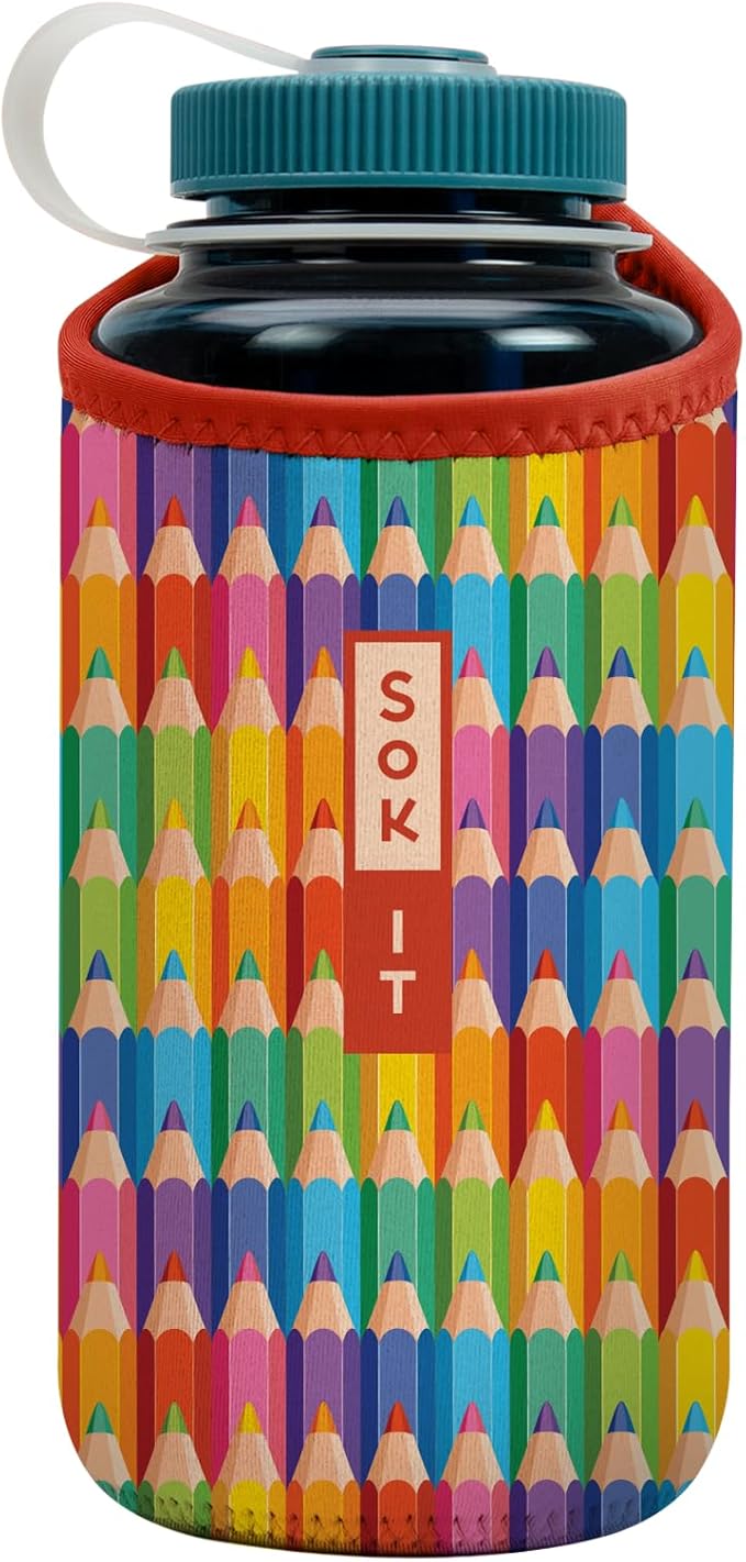Sok It BotlSok Water Bottle Sleeve Insulated Neoprene Cover (Work of Art, Fits 32oz Nalgene)