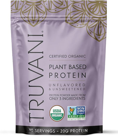 Truvani Vegan Pea Protein Powder | Unflavored | 20g Organic Plant Based Protein | 10 Servings | Keto | Gluten & Dairy Free | Low Carb | No Added Sugar