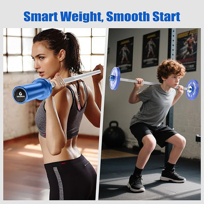 5.5LB Mini Barbell Bar 4Ft for Beginners Women & Kids-100LB Capacity Lightweight Weightlifting Bar- Multi-Color for 2-Inch Weight Plates Total Body Workout Strength Training Home Gym