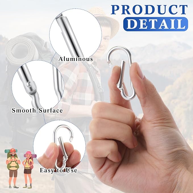 300 Pcs 2" Carabiner Bulk Spring Snap Hooks Bulk Aluminum Alloy Clip Keychain for Hanging Camping Hiking Traveling Fishing Outdoor Activities