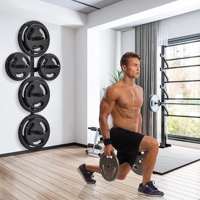 "Kipika Weight Plate Storage Rack - Wall Mounted Weight Plate Holder with Durable Steel Construction Organizer for Olympic Plates, 1000lb Capacity, Space-Saving for Home Gym"