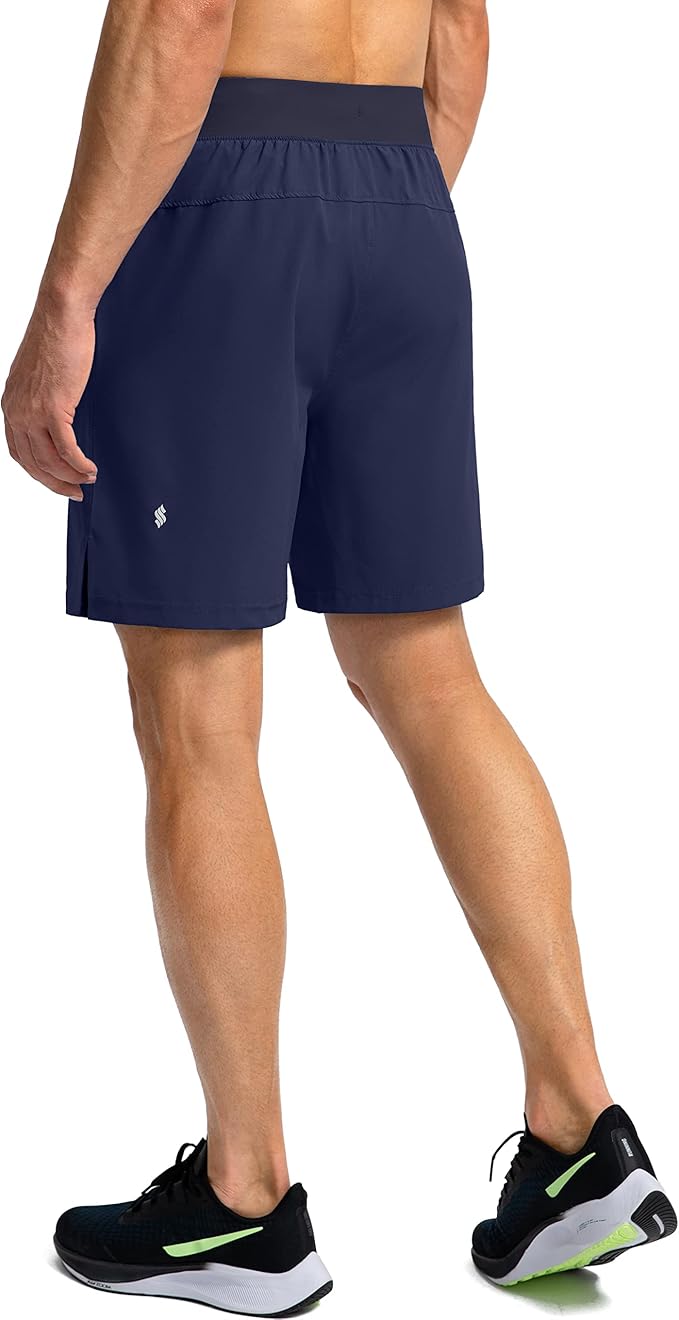 Men's Running Shorts with Zipper Pockets 9 Inch/ 7 Inch / 5 Inch Lightweight Quick Dry Gym Workout Athletic Shorts for Men(7" Inch)