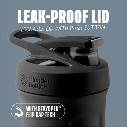 BlenderBottle Sport Flip Stainless Steel Shaker Bottle 24 oz Black