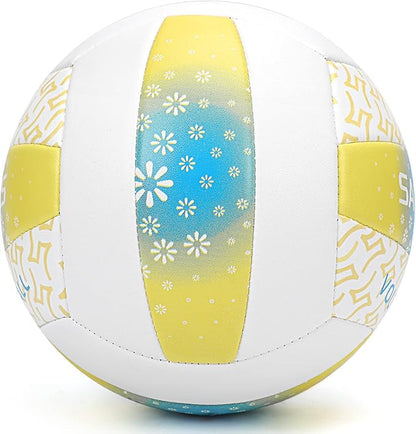 Beach/Water/Sand Volleyballs, Outdoor/Indoor Official Size, Soft Touch Volleyball for Beginners, Cute Volley Ball for Girls/Kids/Youth, Ideal Gifts with Pump for Backyard, Pool, Middle School