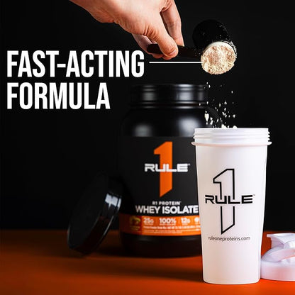 Rule 1 R1 Protein Whey Isolate - with 25g Protein & 6g BCAA Exclusively from Isolated & Hydrolyzed Sources for Workout Recovery (1 Pound*, Chocolate Fudge)