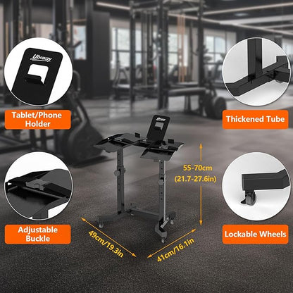Adjustable Dumbbell Stand - Uboway Weight Stand with 4 Level Height Adjustment, Dumbbell Weight Rack with Tablet Holder and Durable Casters, Weight Holder for Adjustable Dumbbell Set, 2025 Upgrade Design （Bonus Foot Pads）
