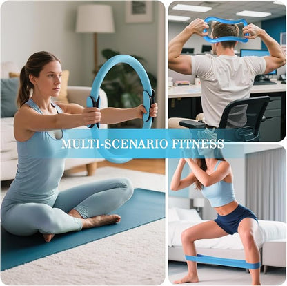 Home Pilates Kit for Women Pilates Equipment Ring and Ball Set Magic Circle Hoop with 5 Resistance Bands Compact Toning Fitness Essentials Starter Set Accessories