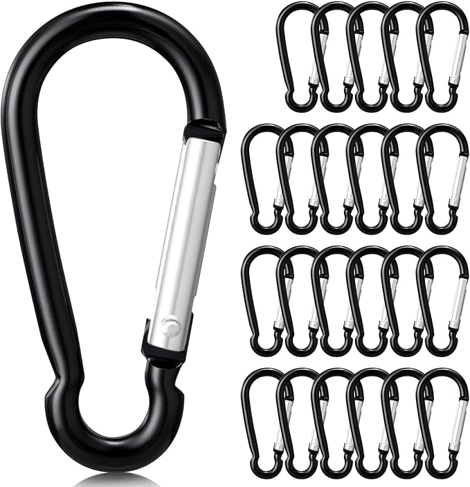 24 PCS Small Carabiner Clips, Spring Snap, Keychains Hooks, 2" Aluminum Ring, Multipurpose for Key Rings, Camping, Hiking, Backpacking, Fishing and Outdoor