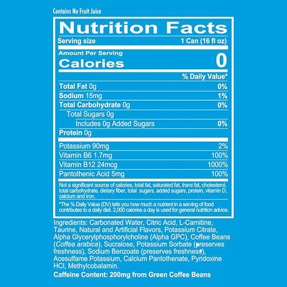 REDCON1 Energy High Performance Drink, Icy Blue Lemonade - Zero Sugar Energy Drink with Alpha GPC Nootropic - 200mg Natural Caffeine from Green Coffee Beans - Vitamin B6, B12 & B5 to Boost Mood (12 ct)