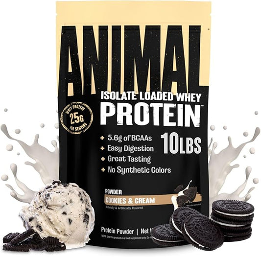 Animal Whey Isolate Protein Powder - Loaded for Pre & Post Workout Muscle Builder and Recovery with