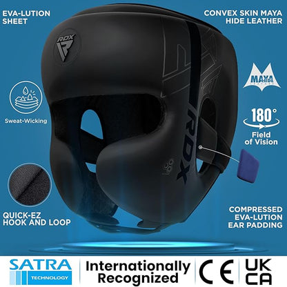 RDX Kids Boxing Headgear, MMA Training, Adjustable Padded Kara Muay Thai Juniors Head Gear, Kickboxing, Sparring, Martial Arts, Karate, Taekwondo Youth Girls Boys Helmet, Home Gym Workouts