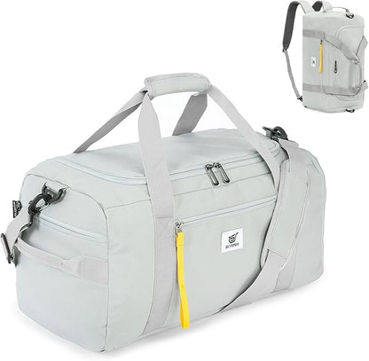 SKYSPER Gym Bag Men Women - 40L Sports Bag Duffle Backpack with Shoe Compartment Wet Pocket for Fitness,Sport,Travel & Workout(Lightgray)