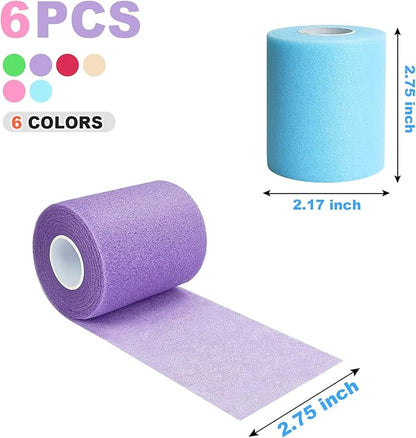 Prewrap Athletic Tape,6 Roll Pre wrap Headbands for Hair Soccer,Foam Underwrap Sports Wrap for Ankles Wrists Hands Knees Elbows 2.75 Inches X 12 Yards