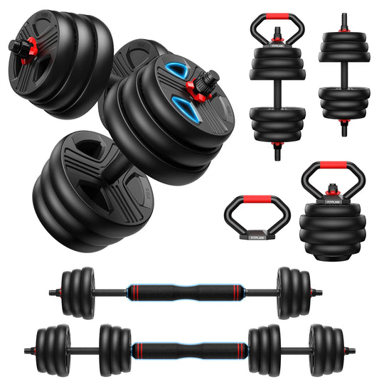FDS1 Adjustable dumbbell set, 45lbs Free Weights set with upgraded nut, 5 in 1 Weight Set Used as