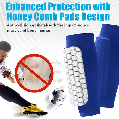 Soccer Shin Guards Shin Pads for Kids Youth Adult, Calf Compression Sleeve with Honeycomb Pads, Support for Shin Splint Baseball Boxing Kickboxing MTB